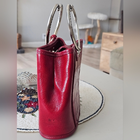 Brighton Red Croc-Embossed Heart Handle Bag - Picture 2 of 7